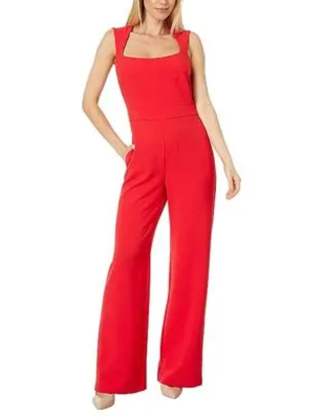 Vince Camuto Red Stretch Classic Jumpsuit